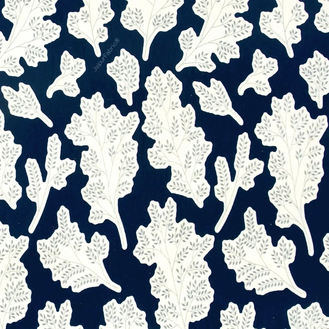Navy Leaf Luxe Stylish Winter Bedrooms Woolen Double Bedsheet