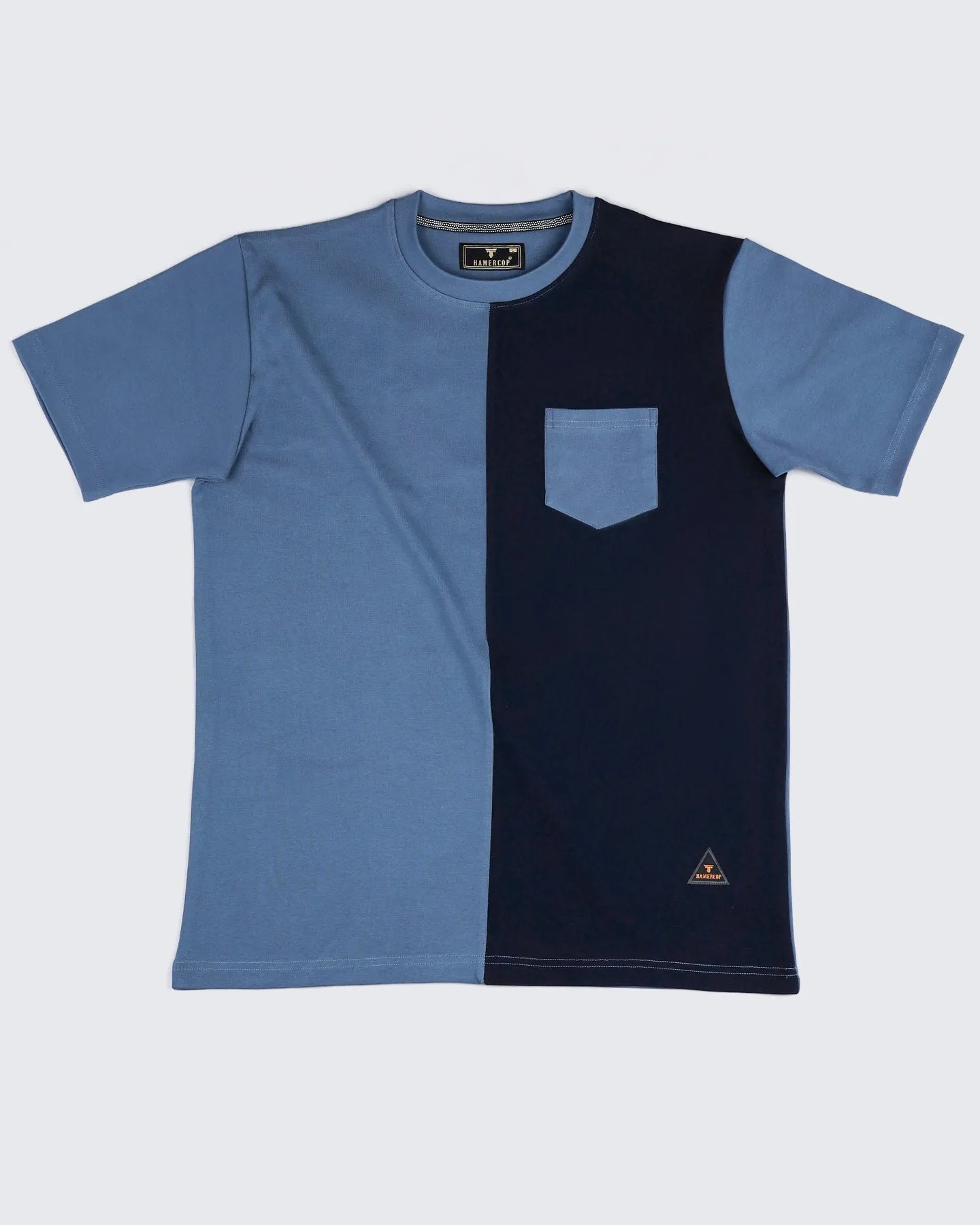 NavyBlue With Curious Blue Premium Cotton Designer T-shirt