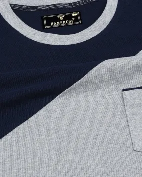 NavyBlue With Gray Pique Pima Designer T-Shirt NavyBlue With Gray Pique Pima Designer T-Shirt