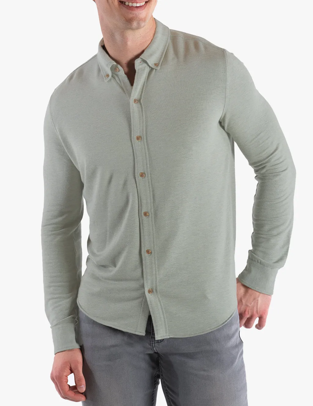 PINE CASHMERE BUTTON DOWN