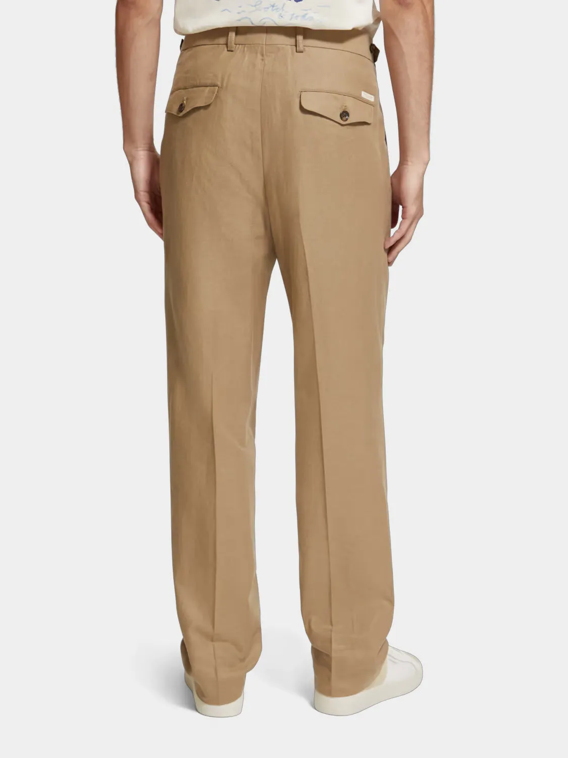 Pleated linen blend chinos