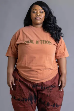 PLUS BURNT ORANGE N GOLD CHECKER TEE