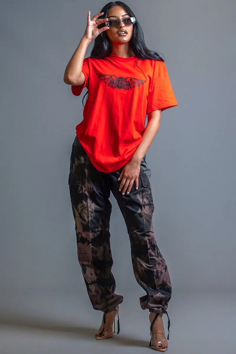 RED N BLK ANGELS CLUB TEE