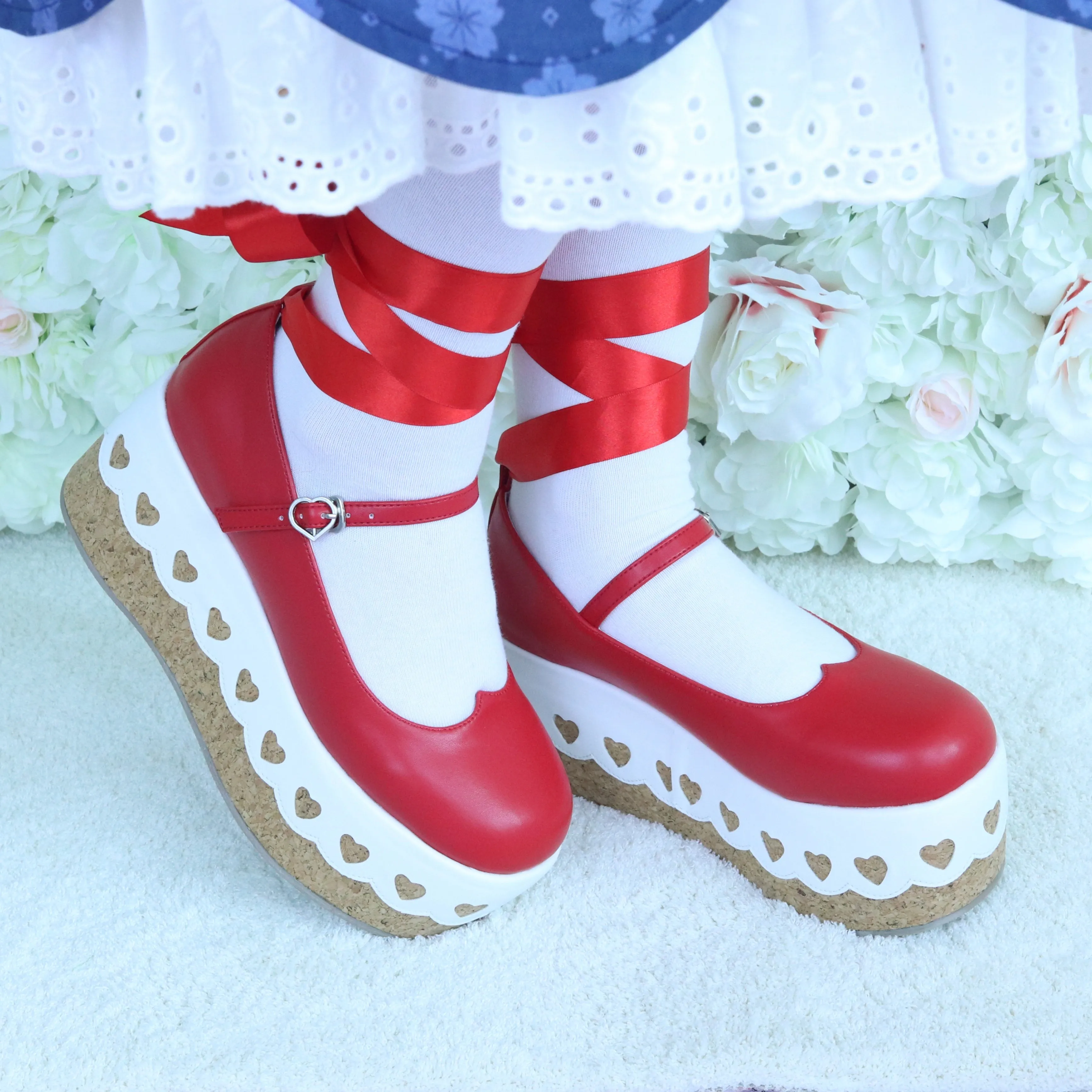 Retro Romantic Platform Shoes (Cork Sole)