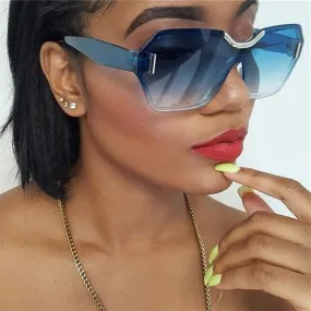 Rimless Oversized Square Frame Sunglasses