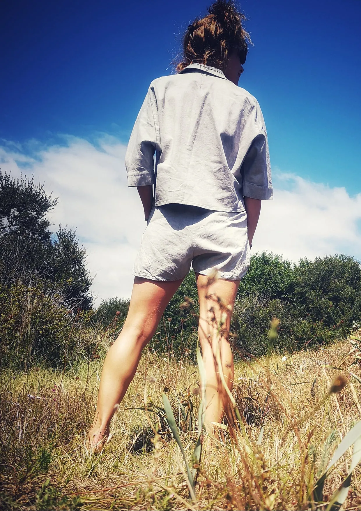 SHORTS - DENIM light grey washed