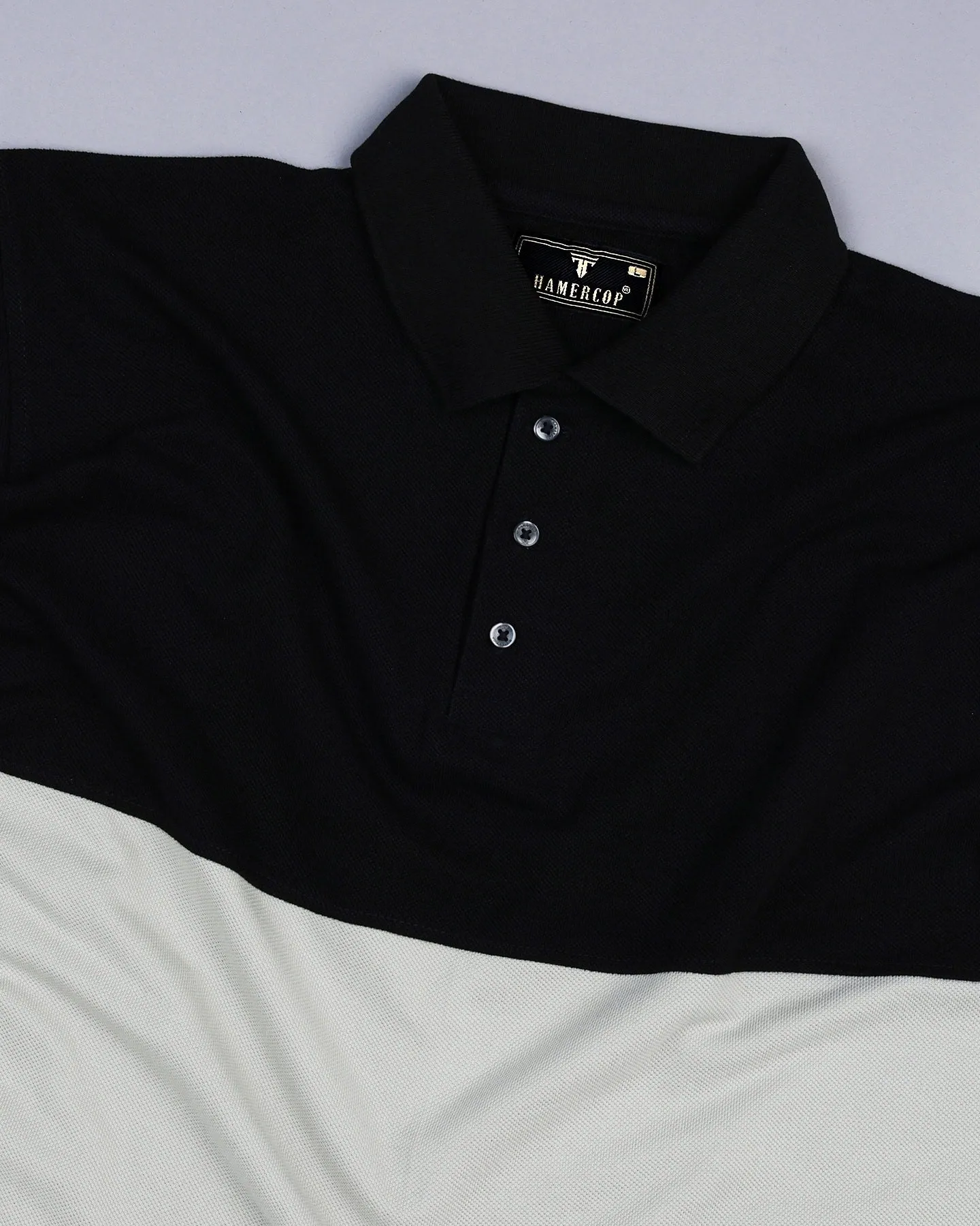 Silver Gray With Black Pique Pima Designer T-Shirt