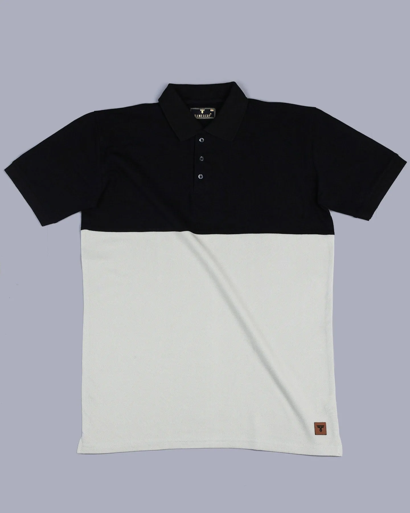 Silver Gray With Black Pique Pima Designer T-Shirt