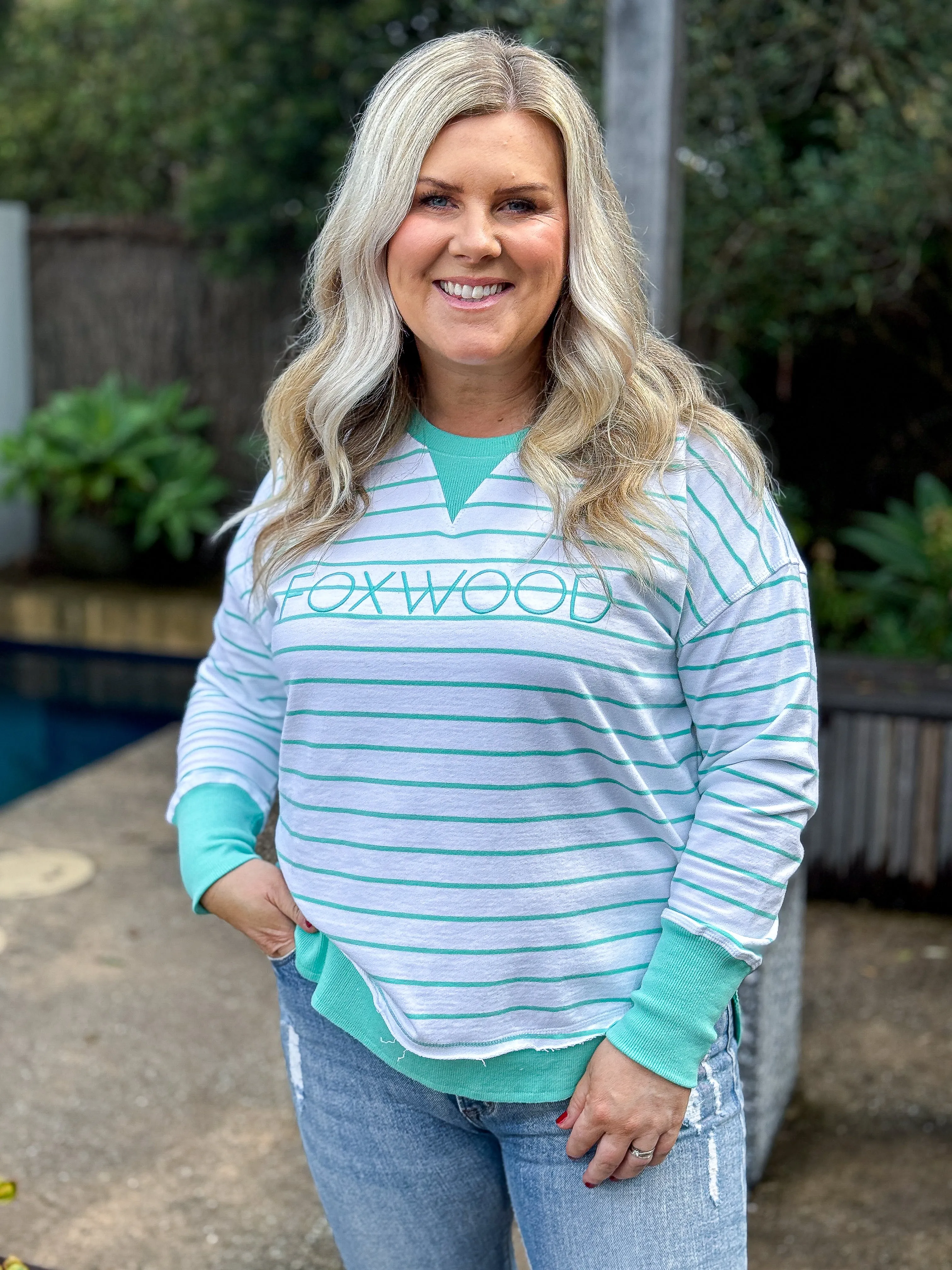 Simplified Stripe Crew - Neon Mint