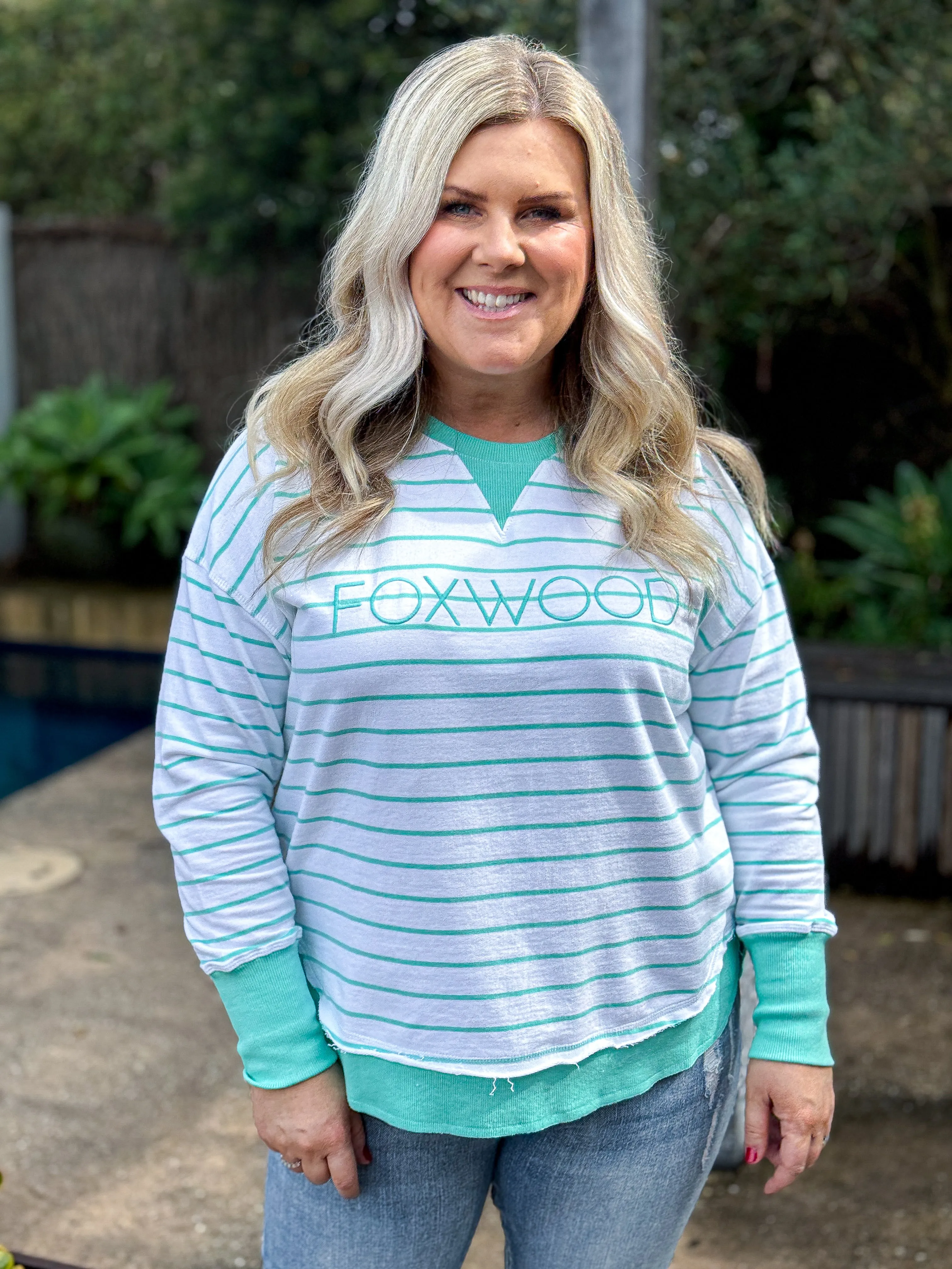 Simplified Stripe Crew - Neon Mint