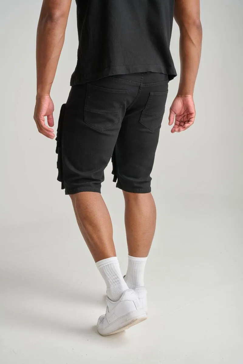 SPARK CARGO DENIM SHORT - S3001 - BLACK