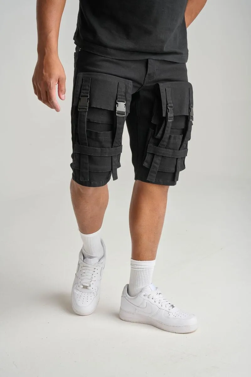 SPARK CARGO DENIM SHORT - S3001 - BLACK