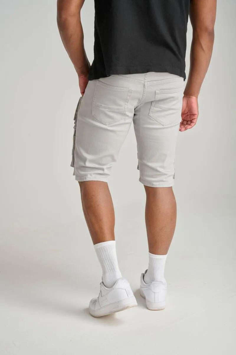 SPARK CARGO DENIM SHORT - S3001 - LT GREY