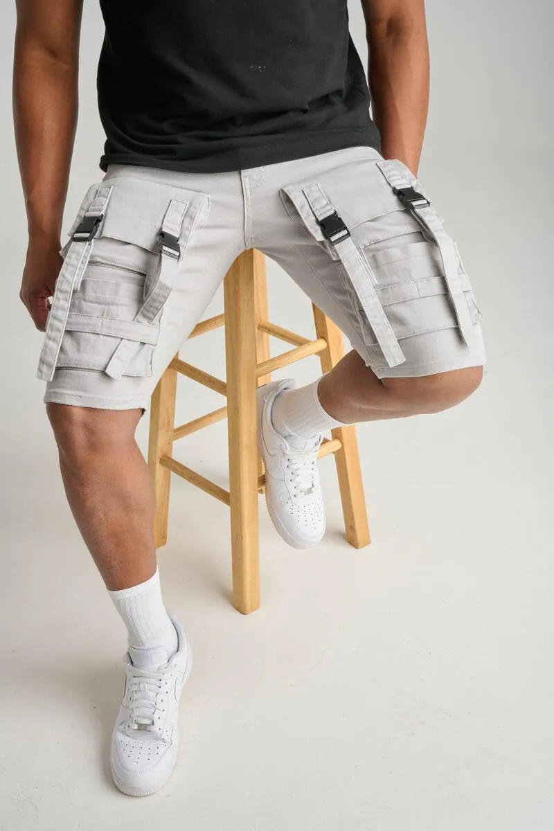 SPARK CARGO DENIM SHORT - S3001 - LT GREY