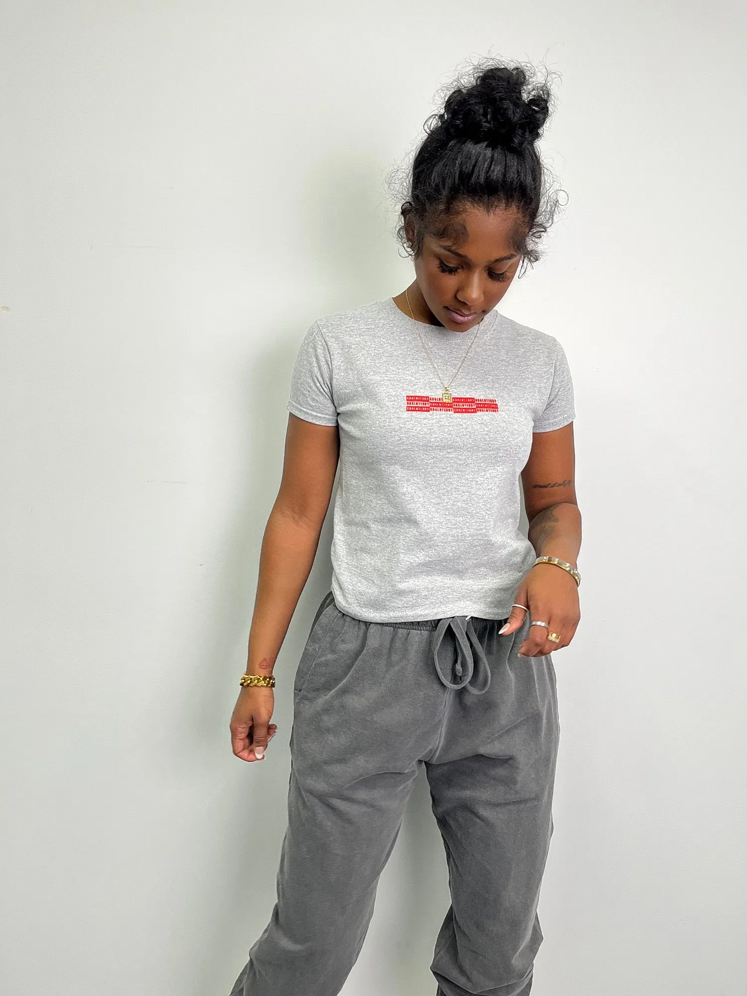 SPORT GREY N RED MINI CHECKER TEE