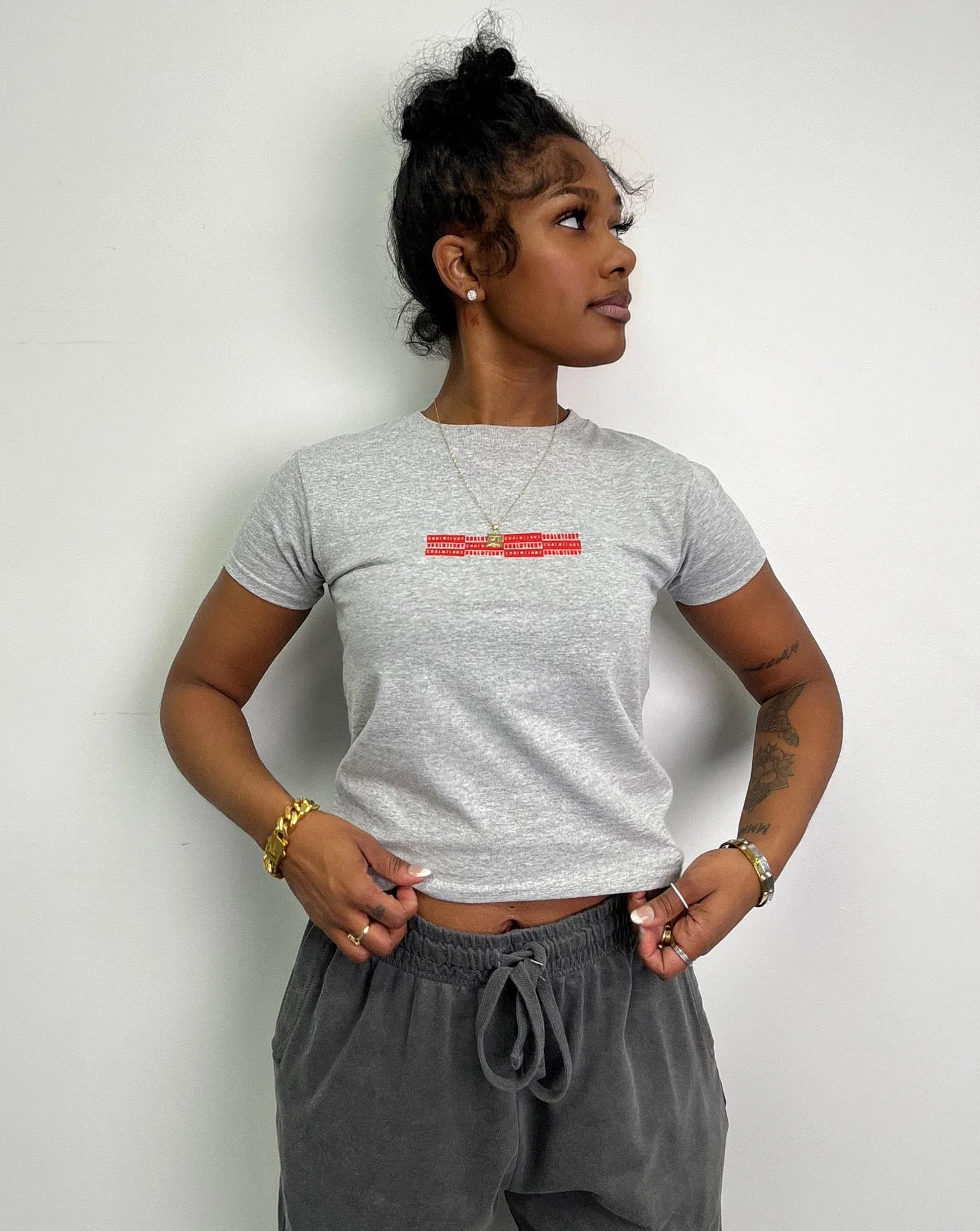 SPORT GREY N RED MINI CHECKER TEE