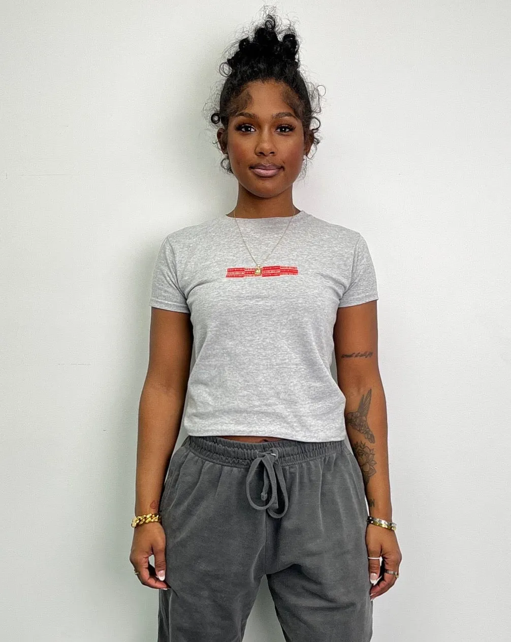 SPORT GREY N RED MINI CHECKER TEE
