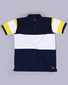 Ultra NavyBlue With White Pique Pima Designer T-Shirt