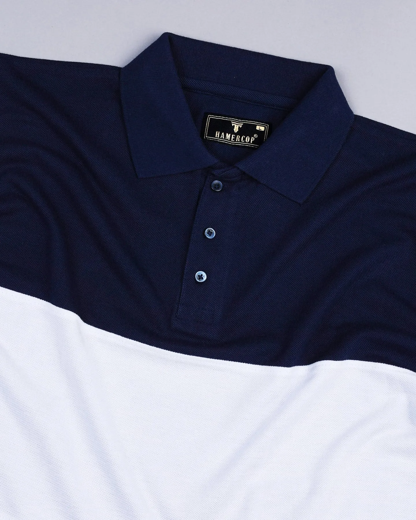 Ultra NavyBlue With White Pique Pima Designer T-Shirt