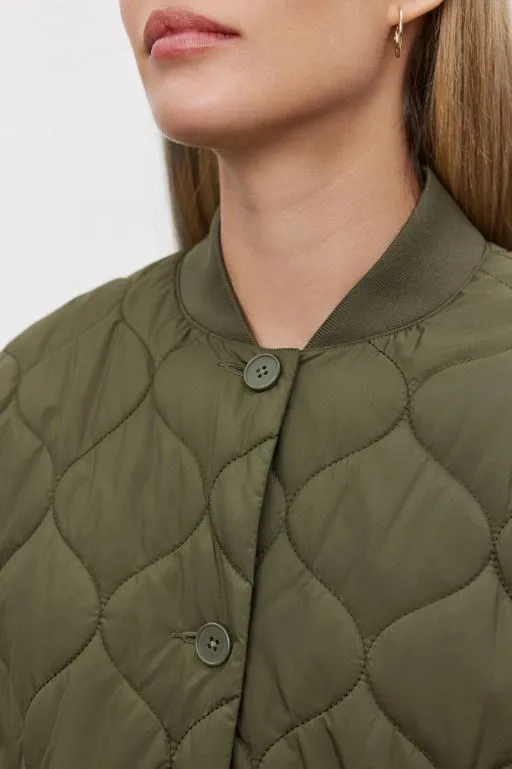 Velvet Carie Quilted Jacket - Army Green