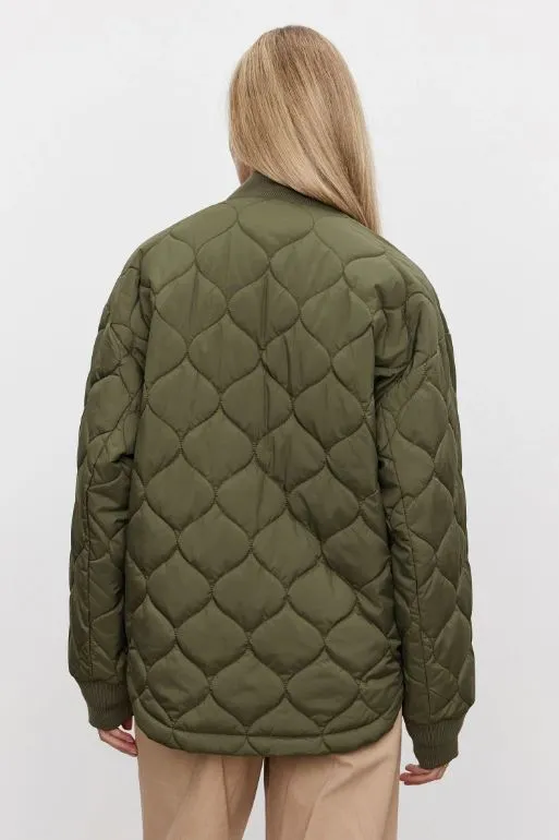Velvet Carie Quilted Jacket - Army Green