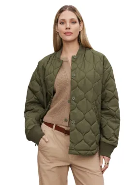 Velvet Carie Quilted Jacket - Army Green
