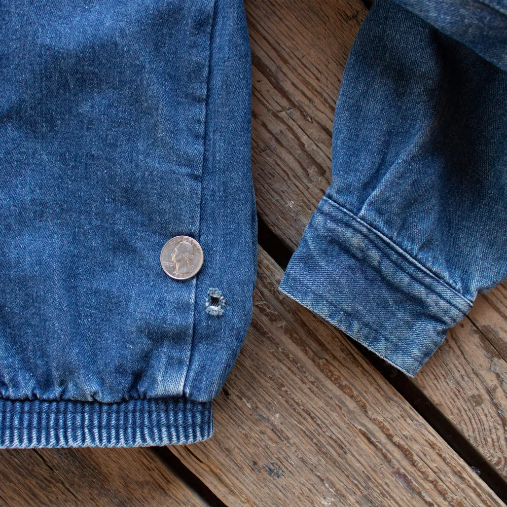 Vintage 1980s Zip Up Denim Jacket with Oversized Pockets - Medium