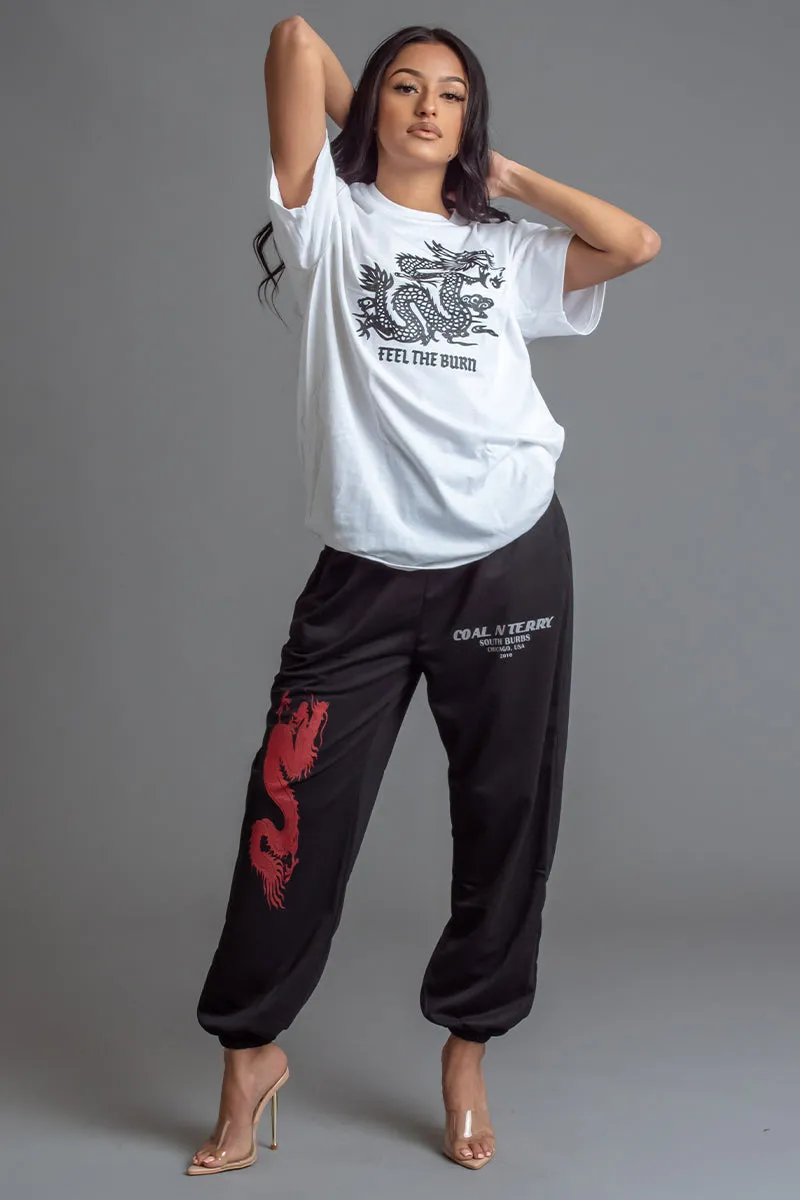 WHITE N BLK FTB TEE
