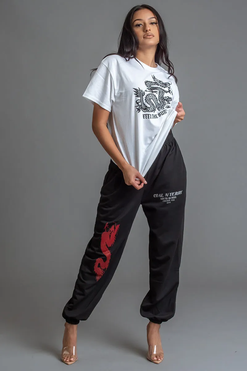 WHITE N BLK FTB TEE