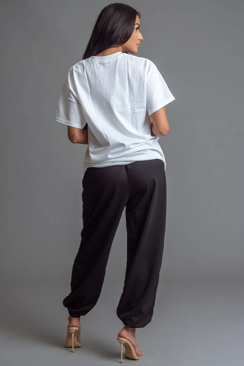 WHITE N BLK FTB TEE