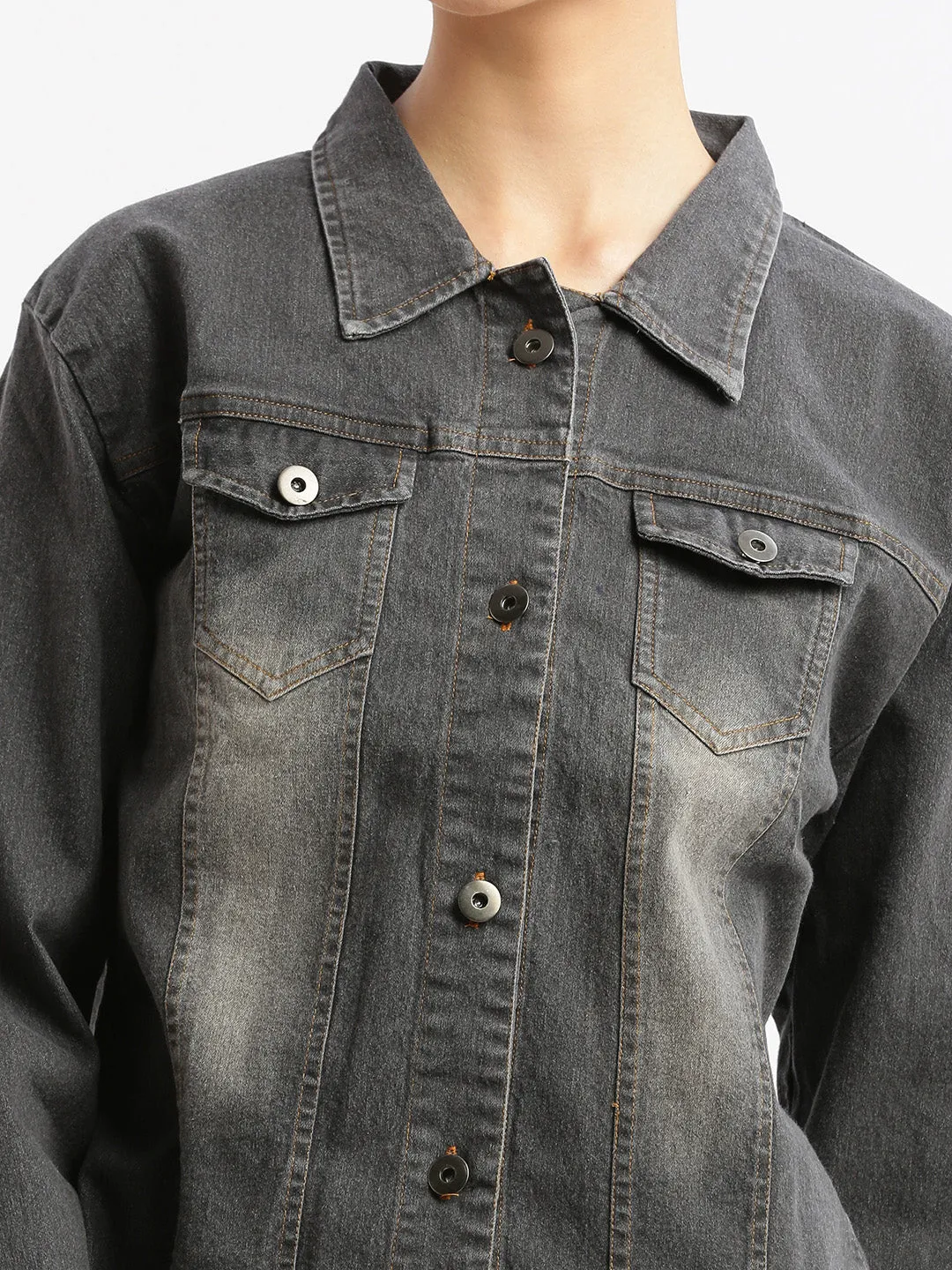 Women Grey Denim Jacket