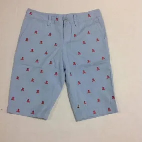 Womens Light Blue Skull Rugby Capri Shorts