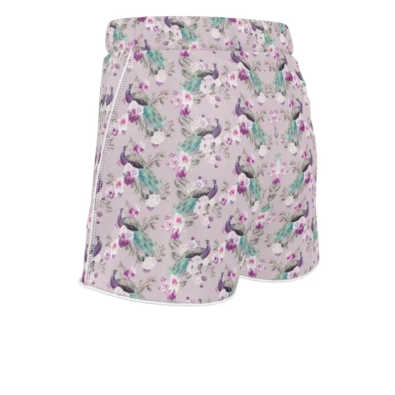 Womens Luxury Pyjama Shorts - Peacock Light Botanicals Collection