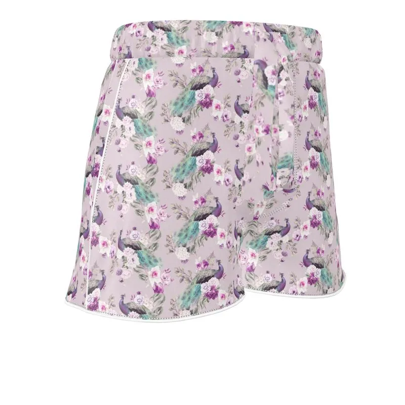 Womens Luxury Pyjama Shorts - Peacock Light Botanicals Collection