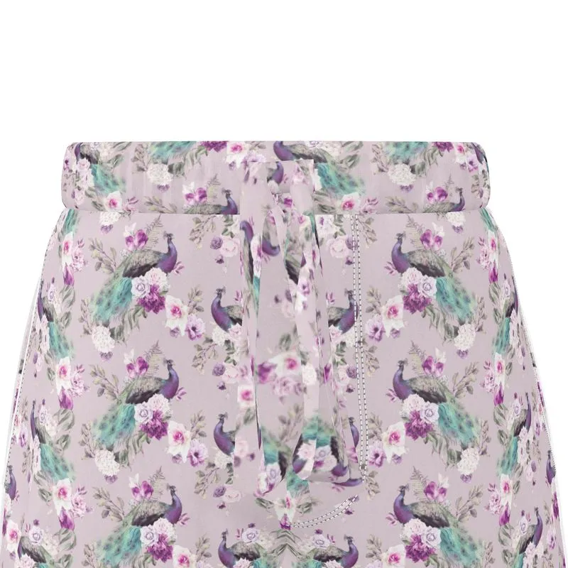 Womens Luxury Pyjama Shorts - Peacock Light Botanicals Collection