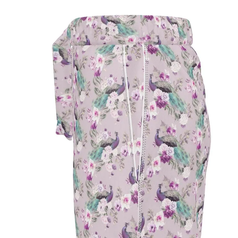 Womens Luxury Pyjama Shorts - Peacock Light Botanicals Collection