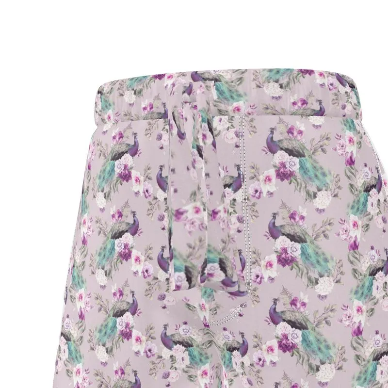 Womens Luxury Pyjama Shorts - Peacock Light Botanicals Collection