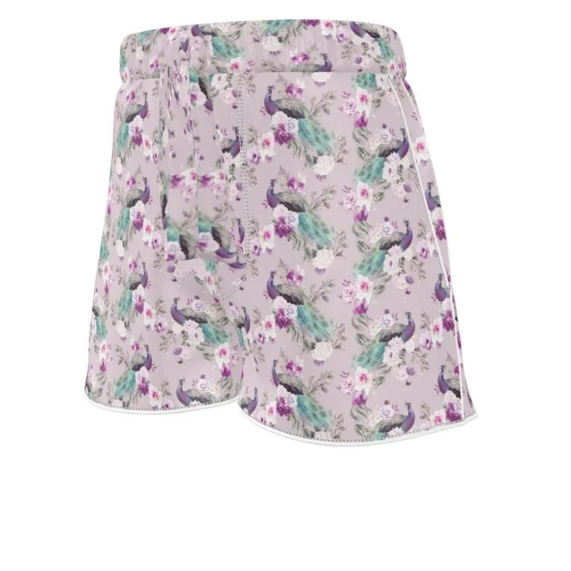 Womens Luxury Pyjama Shorts - Peacock Light Botanicals Collection