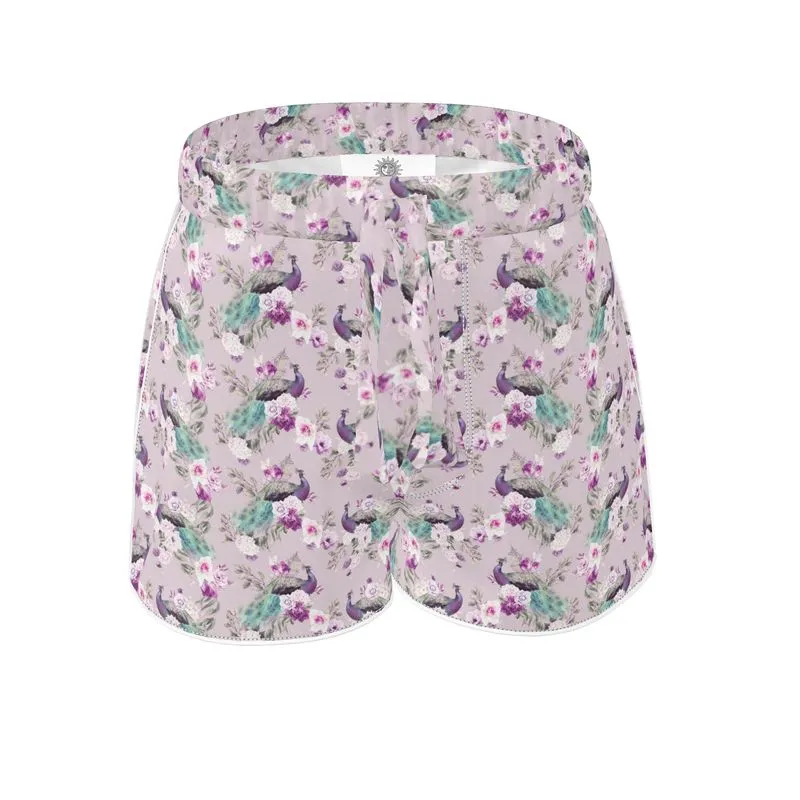 Womens Luxury Pyjama Shorts - Peacock Light Botanicals Collection
