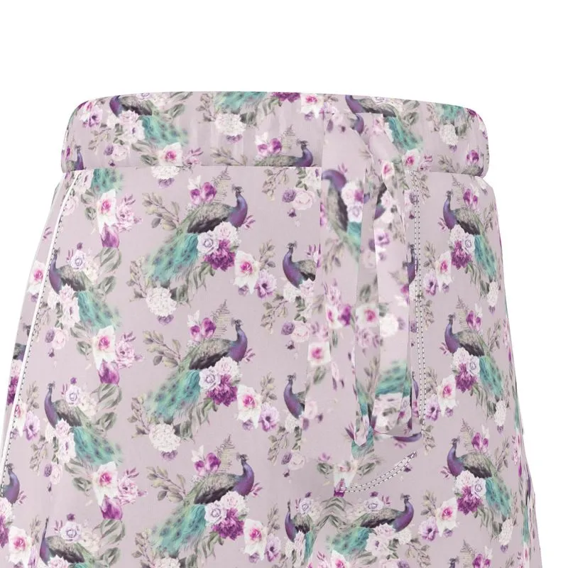 Womens Luxury Pyjama Shorts - Peacock Light Botanicals Collection