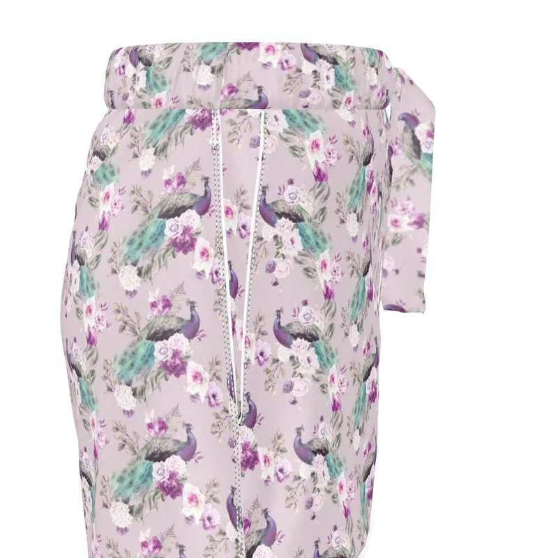 Womens Luxury Pyjama Shorts - Peacock Light Botanicals Collection