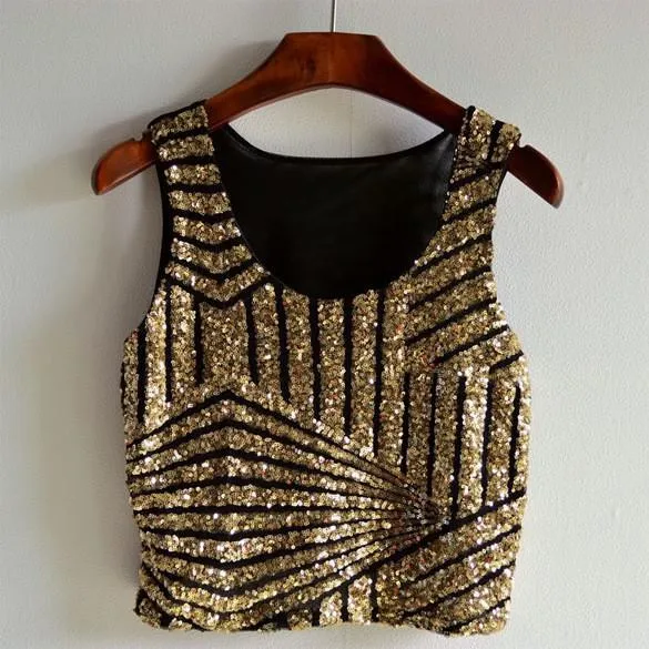 Women's Solid Casual Light Tank Top With Sequins