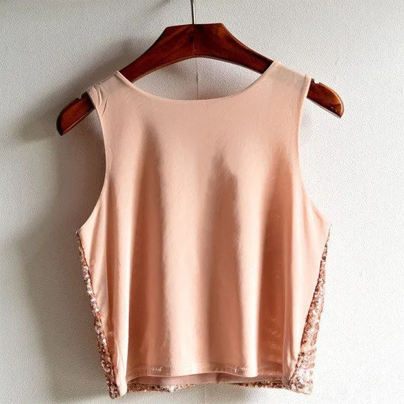 Women's Solid Casual Light Tank Top With Sequins