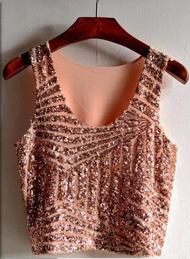 Women's Solid Casual Light Tank Top With Sequins