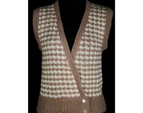 XS 80s Alpaca Vest - Mushroom & Cream 1980s Knit - Ladies Size 0 Sleeveless Sweater Vest - Fall Autumn Layers - Mint Condition - Bust 34