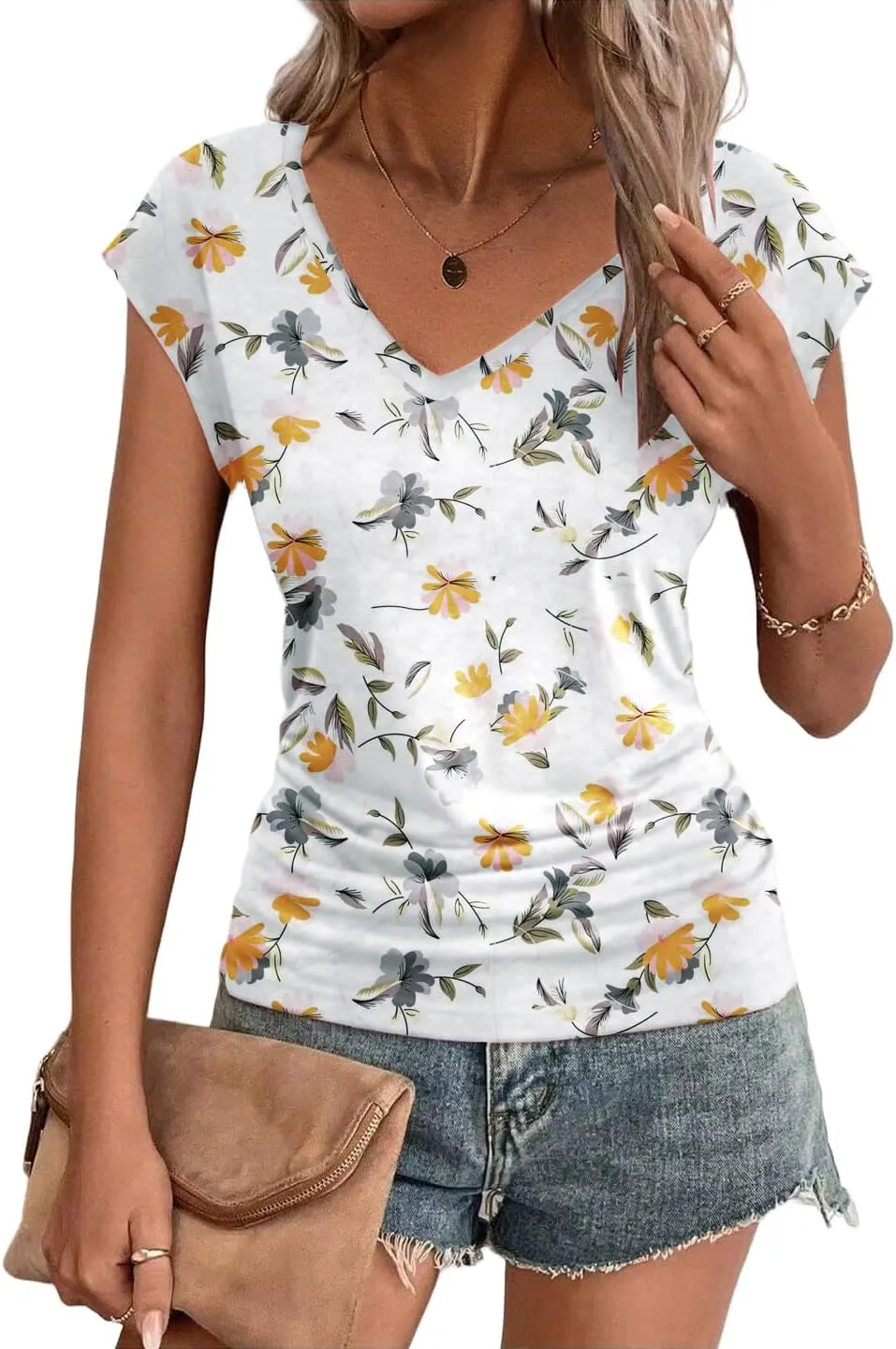 Zeagoo Womens Tank Tops Cute Tops V Neck Cap Sleeeve Tshirts