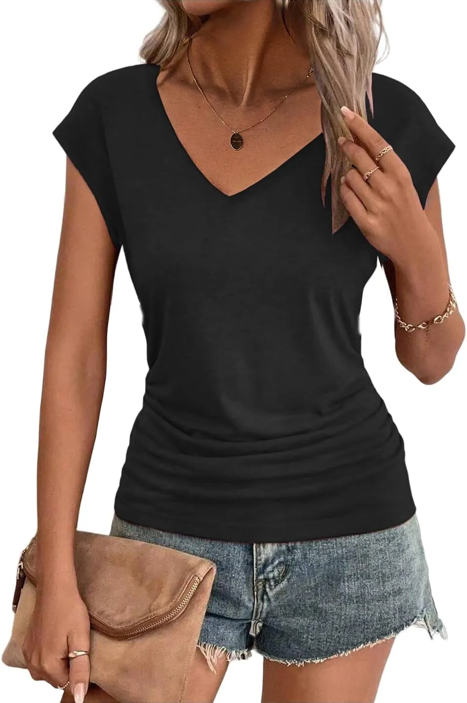 Zeagoo Womens Tank Tops Cute Tops V Neck Cap Sleeeve Tshirts