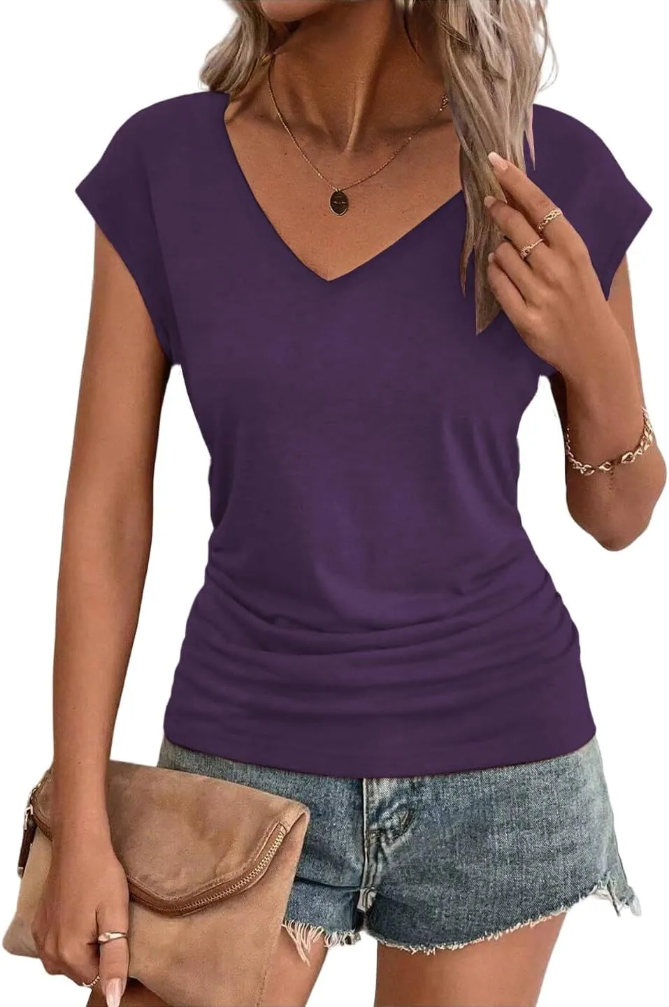 Zeagoo Womens Tank Tops Cute Tops V Neck Cap Sleeeve Tshirts