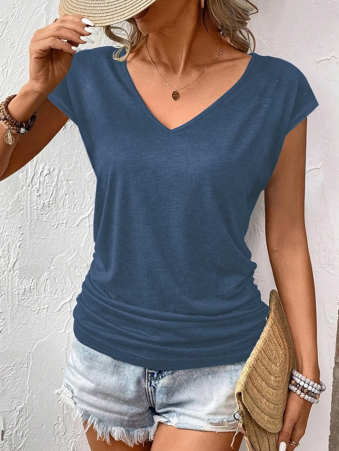 Zeagoo Womens Tank Tops Cute Tops V Neck Cap Sleeeve Tshirts