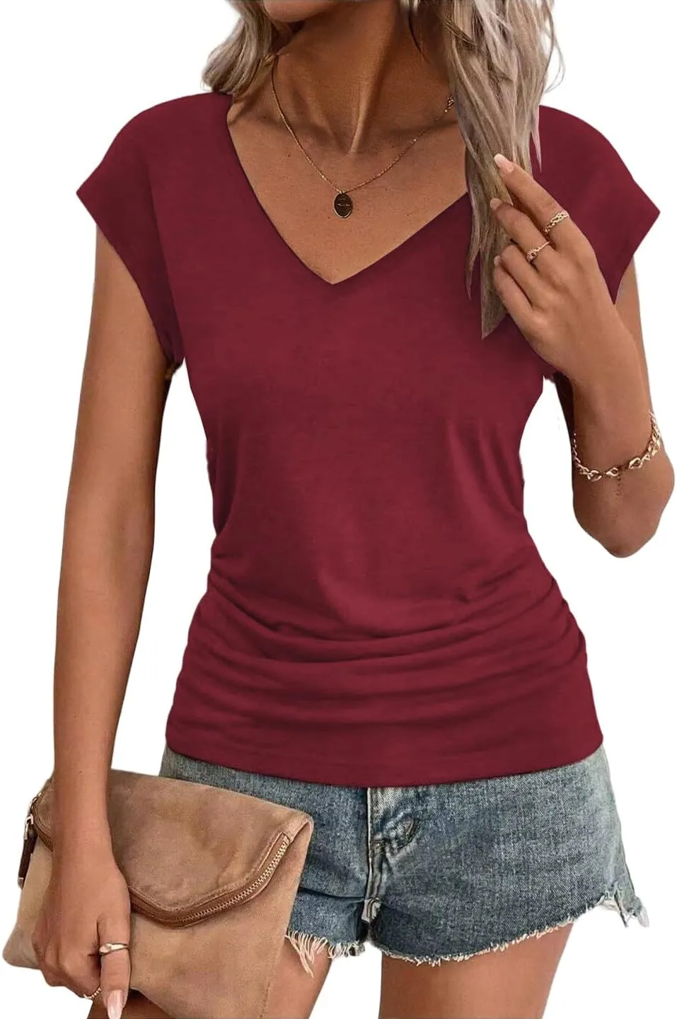 Zeagoo Womens Tank Tops Cute Tops V Neck Cap Sleeeve Tshirts